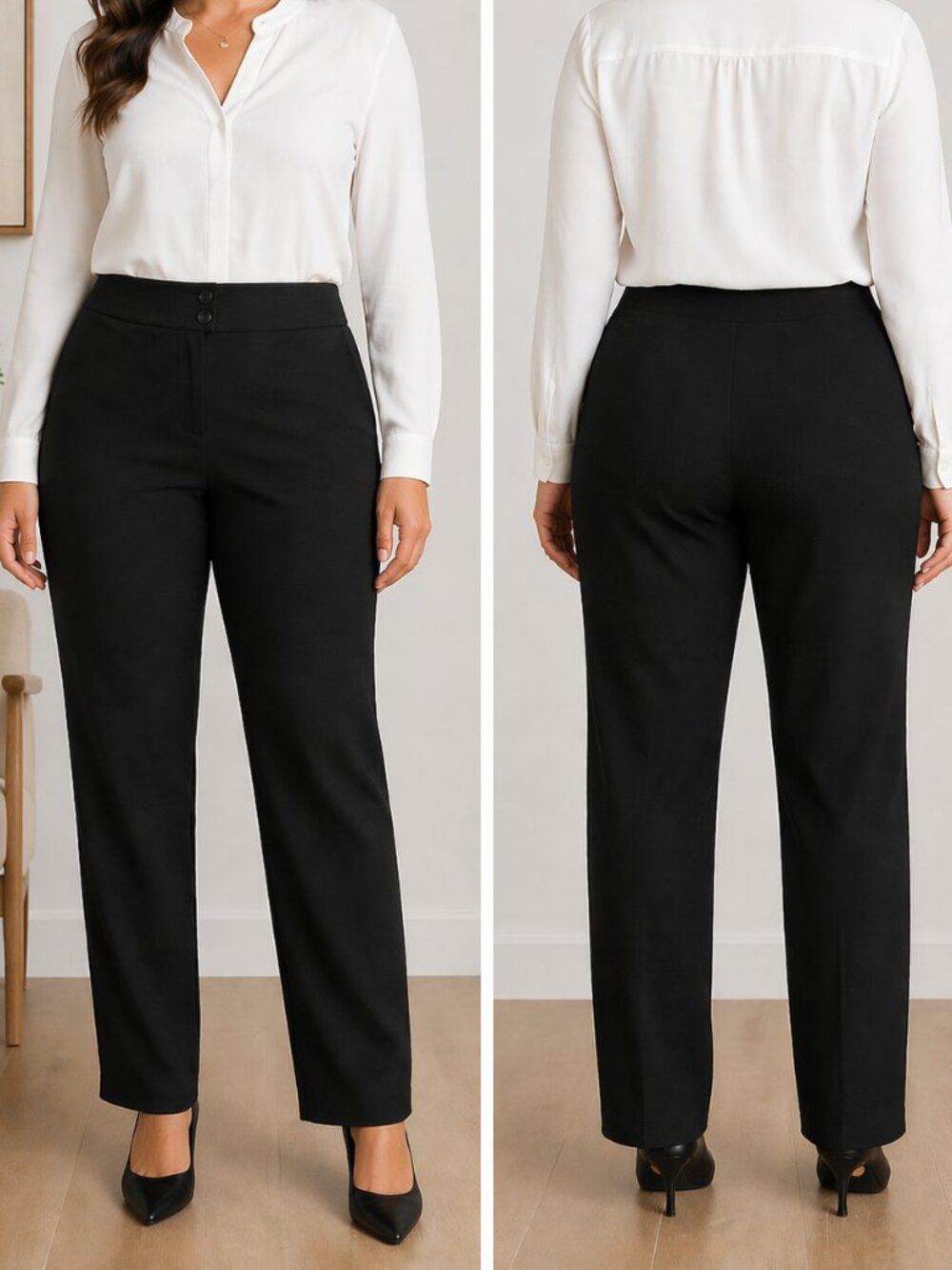 Claire France Black Tailored Dress Work Pants Straight Leg Size 18